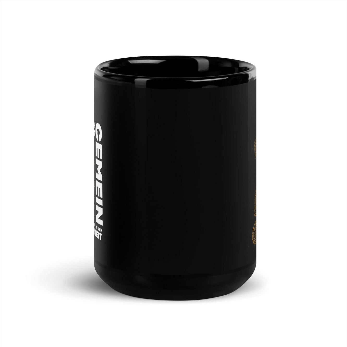 Ich bin nicht gemein. Nur effizient in der Wahrheit Black Glossy Mug showcasing a shiny black ceramic finish.