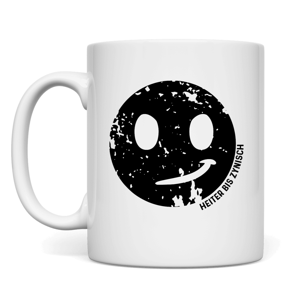Heiter bis Zynisch Keramiktasse mit Smiley Logo