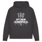 180 ist mein Ruhepuls Damen Premium Bio Hoodie in grau mit Dart- und Herzschlag-Design.