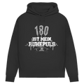 180 ist mein Ruhepuls Damen Premium Bio Hoodie mit Dartmotiv und Herzschlaglinie in Schwarz