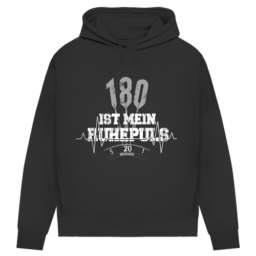 180 ist mein Ruhepuls Damen Premium Bio Hoodie mit Dartmotiv und Herzschlaglinie in Schwarz