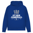 180 ist mein Ruhepuls Damen Premium Bio Hoodie in Blau mit Dart-Design und Herzschlag-Motiv.