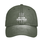 180 ist mein Ruhepuls Vintage Cap in olivgrün mit markantem Dart-Motiv und Herzschlag-Design.