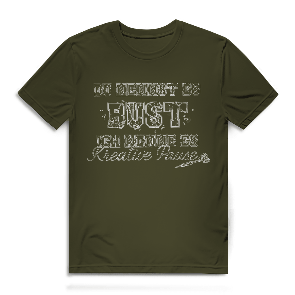 Du nennst es Bust Herren Premium Bio T-Shirt mit grungiger Typografie und Dart-Elementen.