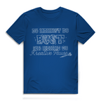 Du nennst es Bust Herren Premium Bio T-Shirt mit grungiger Typografie und Dart-Elementen in Blau.