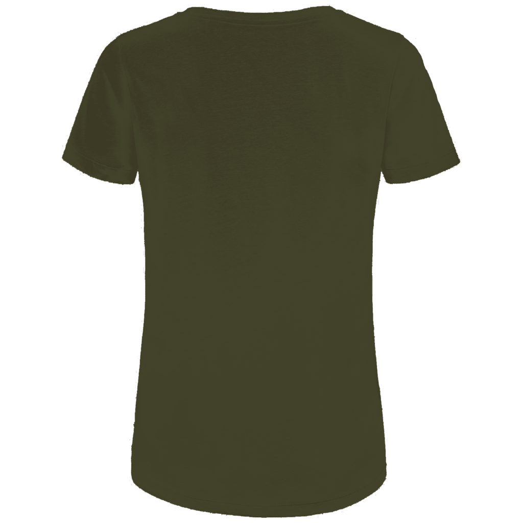Du nennst es Bust Damen Premium Bio T-Shirt Rückansicht in olivgrün.