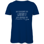 Du nennst es Bust Damen Premium Bio T-Shirt mit kreativem Dart-Motiv auf dunkelblauem Hintergrund.