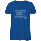 Du nennst es Bust Damen Premium Bio T-Shirt in blauer Farbe mit humorvollem Dart-Motiv.