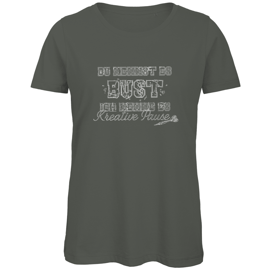 Du nennst es Bust Damen Premium Bio T-Shirt mit grungiger Typografie und Dart-Elementen