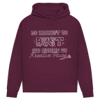 Du nennst es Bust Damen Premium Bio Hoodie in burgunderrot mit humorvollem Druck und moderner Silhouette.