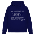 Du nennst es Bust Damen Premium Bio Hoodie in navy mit kreativer Dart-Designbeschreibung.