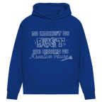 Du nennst es Bust Damen Premium Bio Hoodie in blauer Farbe mit frechem Dart-Motiv und kreativer Aufschrift.