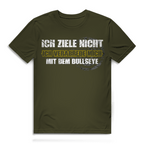Ich ziele nicht Herren Premium Bio T-Shirt mit Dart-Humor und grungiger Typografie.