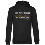 Ich ziele nicht Herren Premium Bio Hoodie mit Dart-Humor und markantem Motiv.