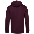 Ich ziele nicht Herren Premium Bio Hoodie in bordeauxfarbener Rückansicht, ideal für Dart-Fans mit Stil.