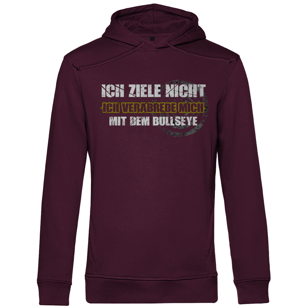 Ich ziele nicht Herren Premium Bio Hoodie mit Dart-Humor und markanter Aufschrift