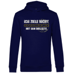 Ich ziele nicht Herren Premium Bio Hoodie mit witzigem Dart-Humor und markantem Motiv.