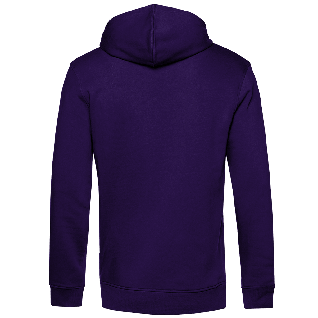 Ich ziele nicht Herren Premium Bio Hoodie Rückansicht in lila Farbton