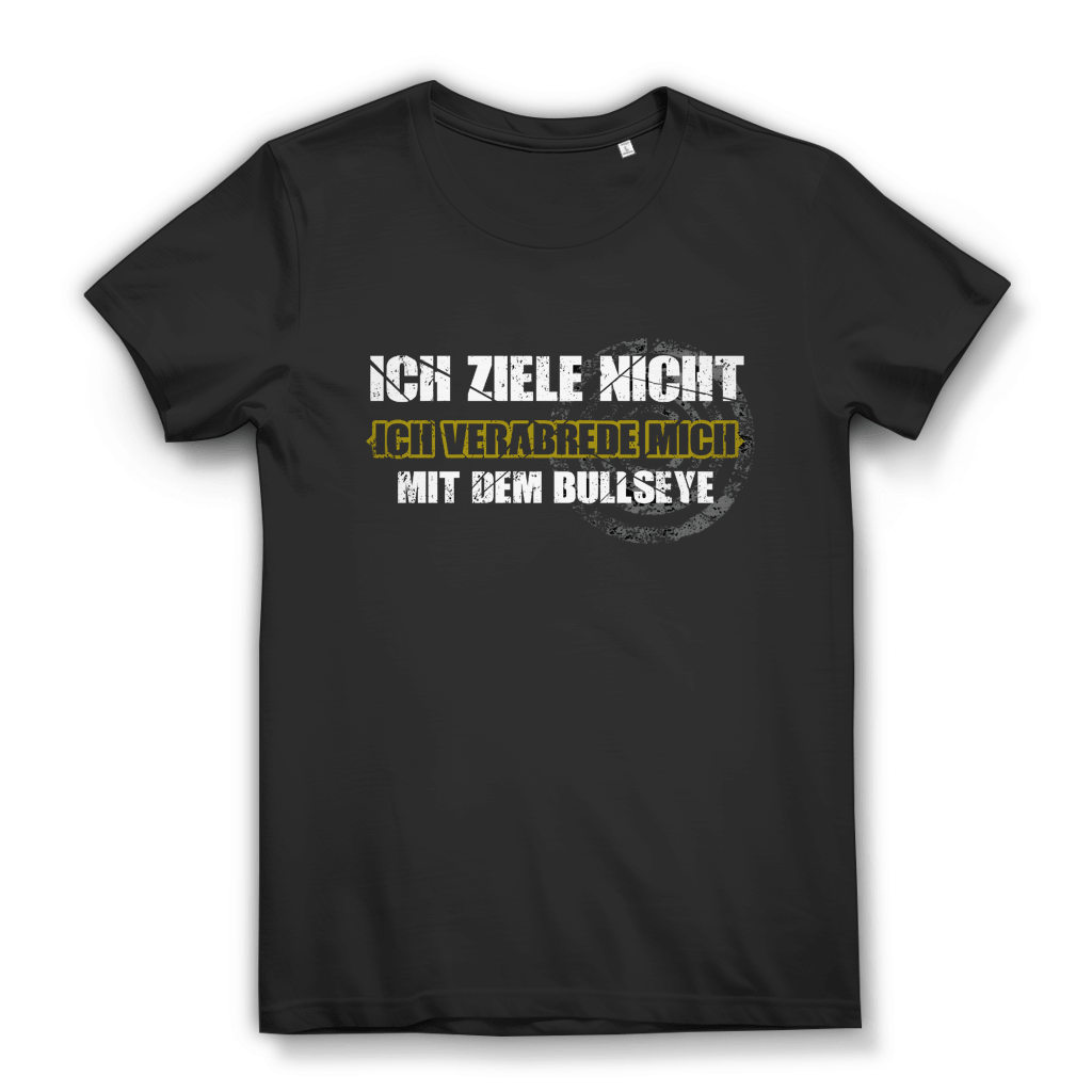 Ich ziele nicht Damen Premium Bio T-Shirt mit frechem Dart-Humor und modernem Design.