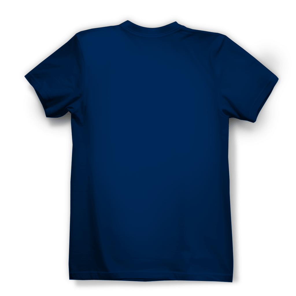 Rückansicht des Ich ziele nicht Damen Premium Bio T-Shirts in Navy, ideal für Dart-Fans mit Stil.