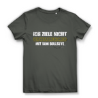 Ich ziele nicht Damen Premium Bio T-Shirt mit frechem Dart-Humor und modernem Design.