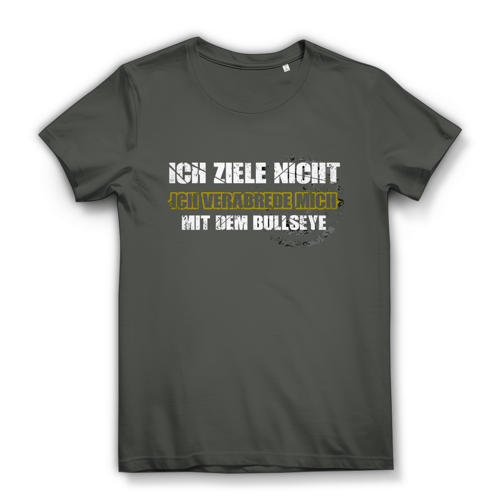 Ich ziele nicht Damen Premium Bio T-Shirt mit frechem Dart-Humor und modernem Design.