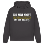 Ich ziele nicht Damen Premium Bio Hoodie mit frechem Dart-Humor und markantem Motiv.