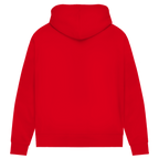Ich ziele nicht Damen Premium Bio Hoodie in rot, hintenansicht mit Kapuze.