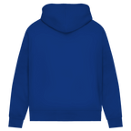 Rückansicht des Ich ziele nicht Damen Premium Bio Hoodie in Blau, ideal für Dartliebhaber mit Stil.