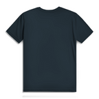 Rückansicht des 180 ist mein Ruhepuls Herren Premium Bio T-Shirts in Navy-Blau.