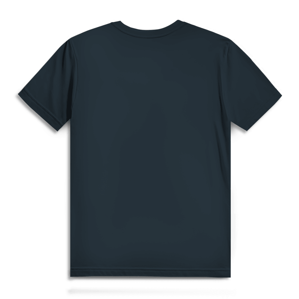 Rückansicht des 180 ist mein Ruhepuls Herren Premium Bio T-Shirts in Navy-Blau.