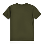 180 ist mein Ruhepuls Herren Premium Bio T-Shirt - Rückansicht eines Herren T-Shirts in olivgrün.