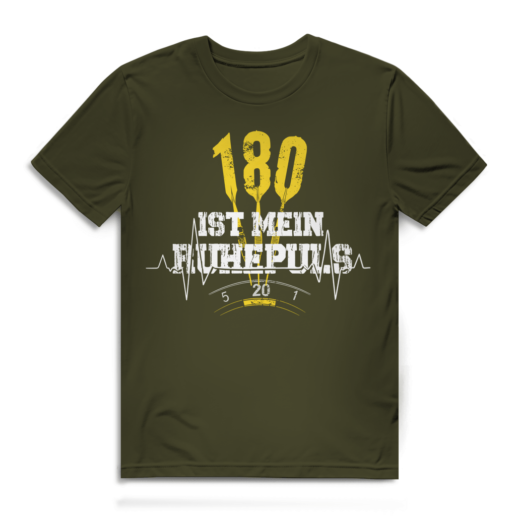 180 ist mein Ruhepuls Herren Premium Bio T-Shirt mit auffälligem Dart-Motiv und Herzschlag-Design