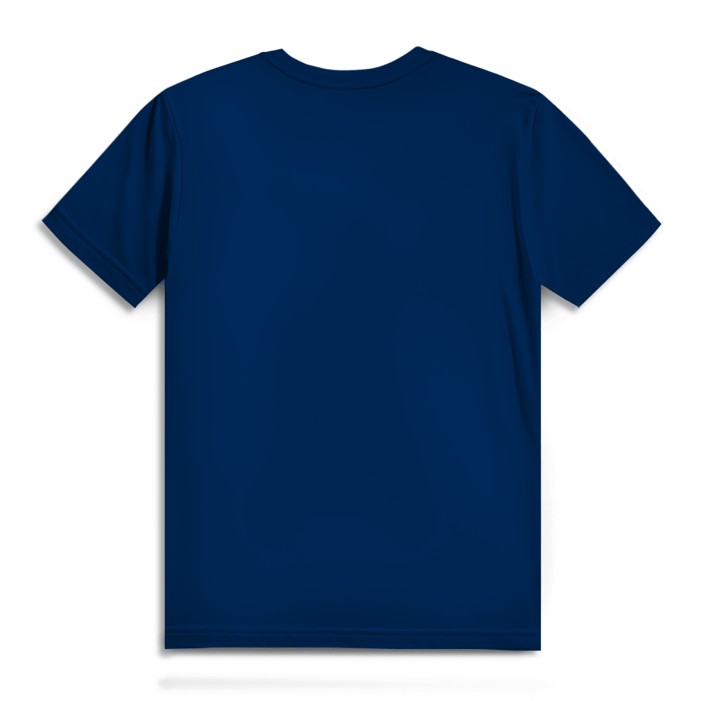 Rückansicht des 180 ist mein Ruhepuls Herren Premium Bio T-Shirts in Blau.