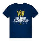 180 ist mein Ruhepuls Herren Premium Bio T-Shirt mit motivierendem Design und Herzschlag-Linie.