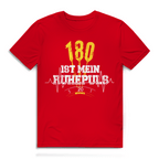180 ist mein Ruhepuls Herren Premium Bio T-Shirt in rot mit auffälligem Design und Dartmotiven.