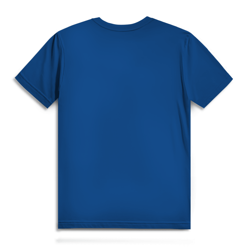 Rückansicht eines blauen 180 ist mein Ruhepuls Herren Premium Bio T-Shirts