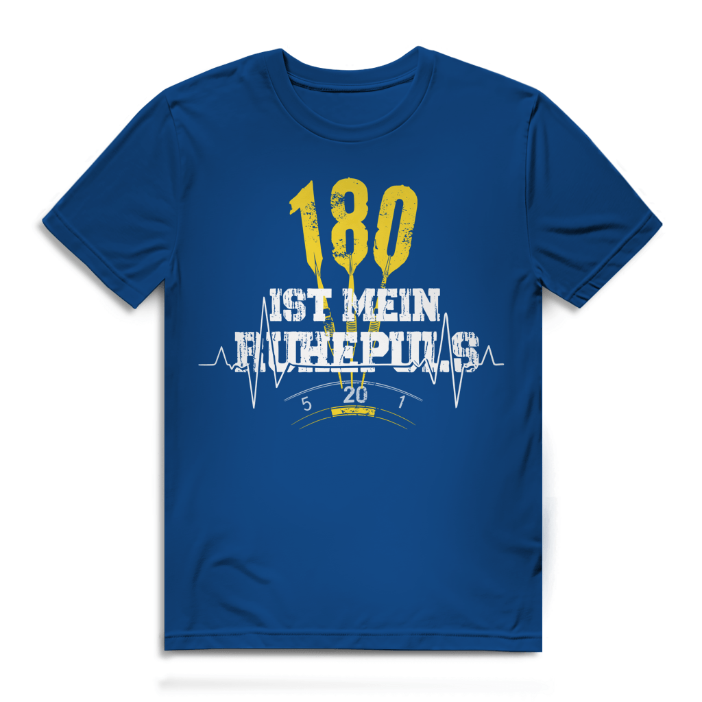 180 ist mein Ruhepuls Herren Premium Bio T-Shirt in blauer Farbe mit auffälligem Design.