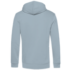 Hinteransicht des 180 ist mein Ruhepuls Herren Premium Bio Hoodie in hellblau.