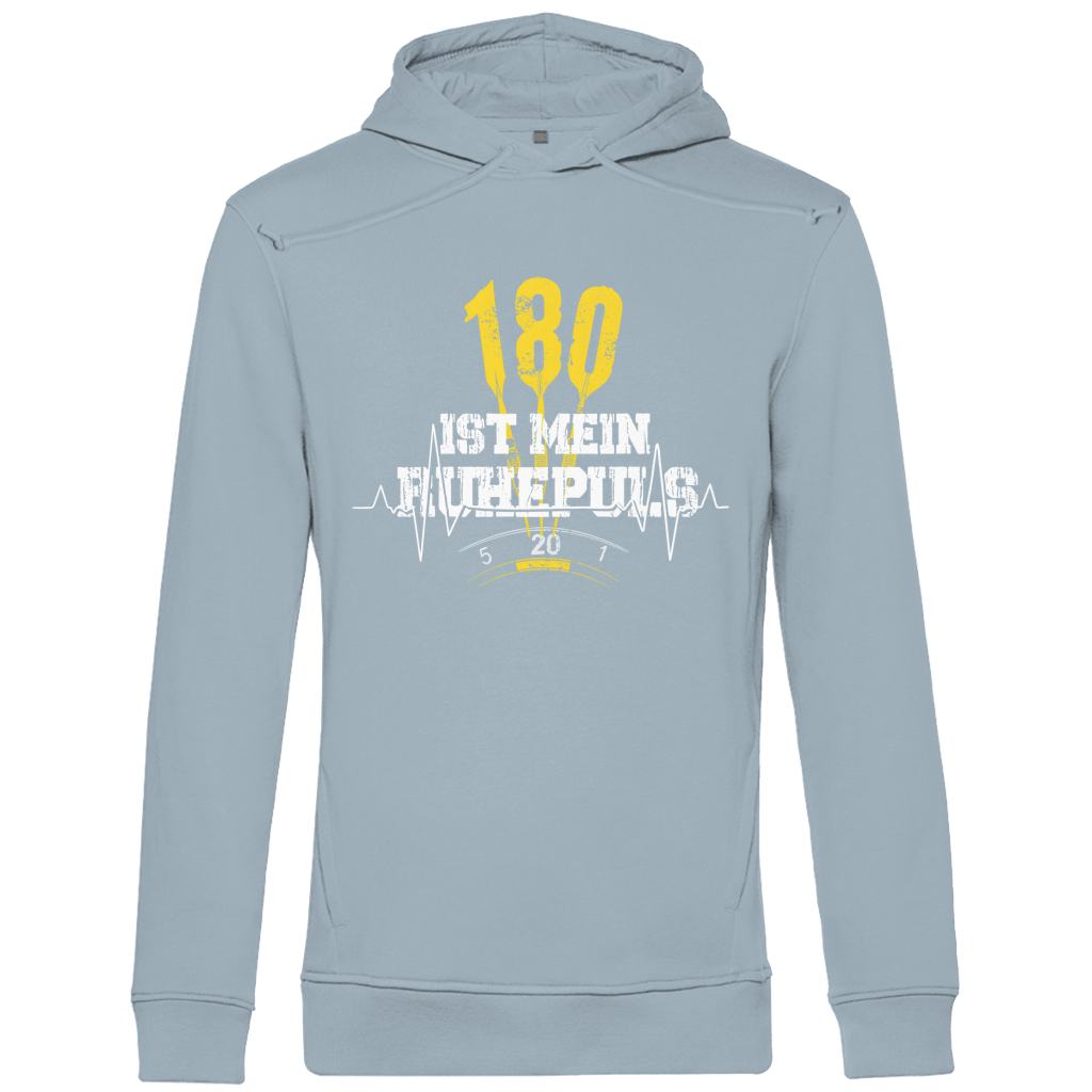 180 ist mein Ruhepuls Herren Premium Bio Hoodie in hellblau mit auffälligem Dart-Motiv