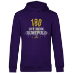 180 ist mein Ruhepuls Herren Premium Bio Hoodie in lila mit sportlichem Design und Dart-Motiv.