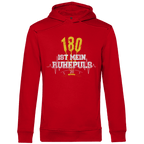 180 ist mein Ruhepuls Herren Premium Bio Hoodie in roter Farbe mit auffälligem Design