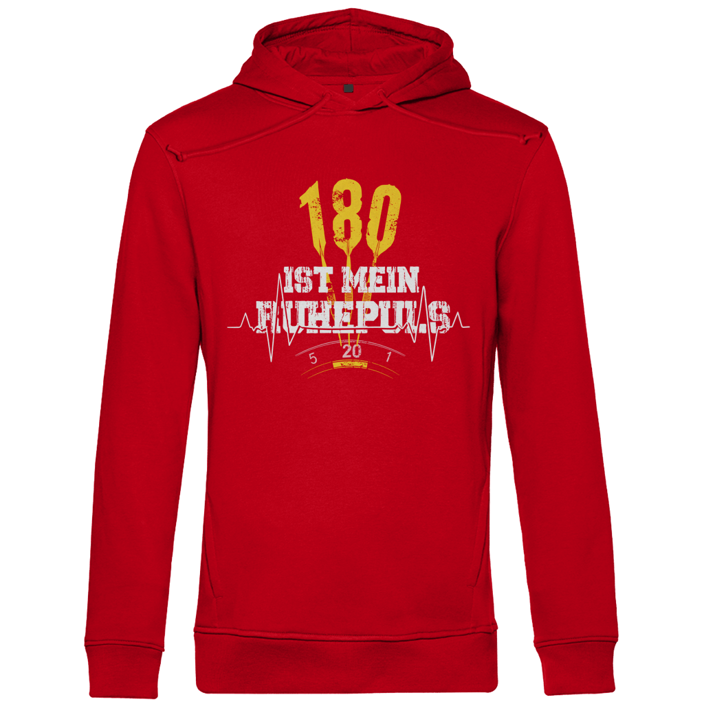 180 ist mein Ruhepuls Herren Premium Bio Hoodie in roter Farbe mit auffälligem Design