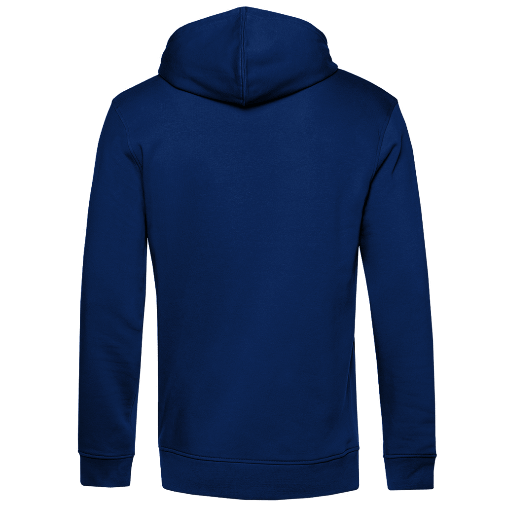 180 ist mein Ruhepuls Herren Premium Bio Hoodie Rückansicht in blau