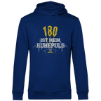 180 ist mein Ruhepuls Herren Premium Bio Hoodie in Blau mit auffälligem Dart-Motiv und Herzschlag-Design.
