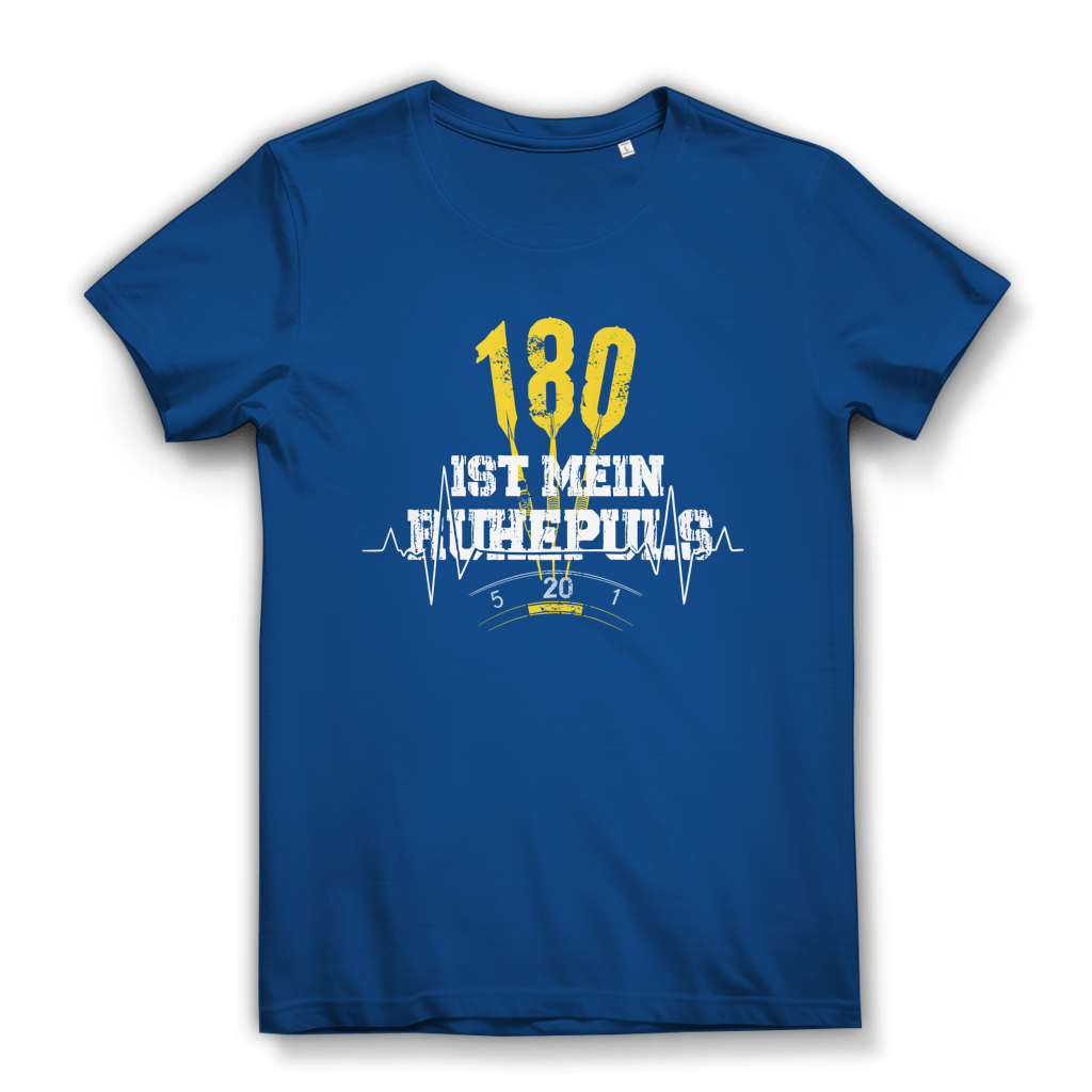 180 ist mein Ruhepuls Damen Premium Bio T-Shirt in blau mit auffälligem Dart-Design und Herzschlag-Linie.