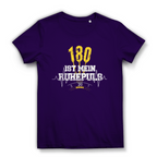 180 ist mein Ruhepuls Damen Premium Bio T-Shirt in lila mit auffälligem Dart-Statement und Herzschlag-Motiv.