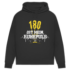 180 ist mein Ruhepuls Damen Premium Bio Hoodie mit Dartmotiv und Herzschlag-Linie