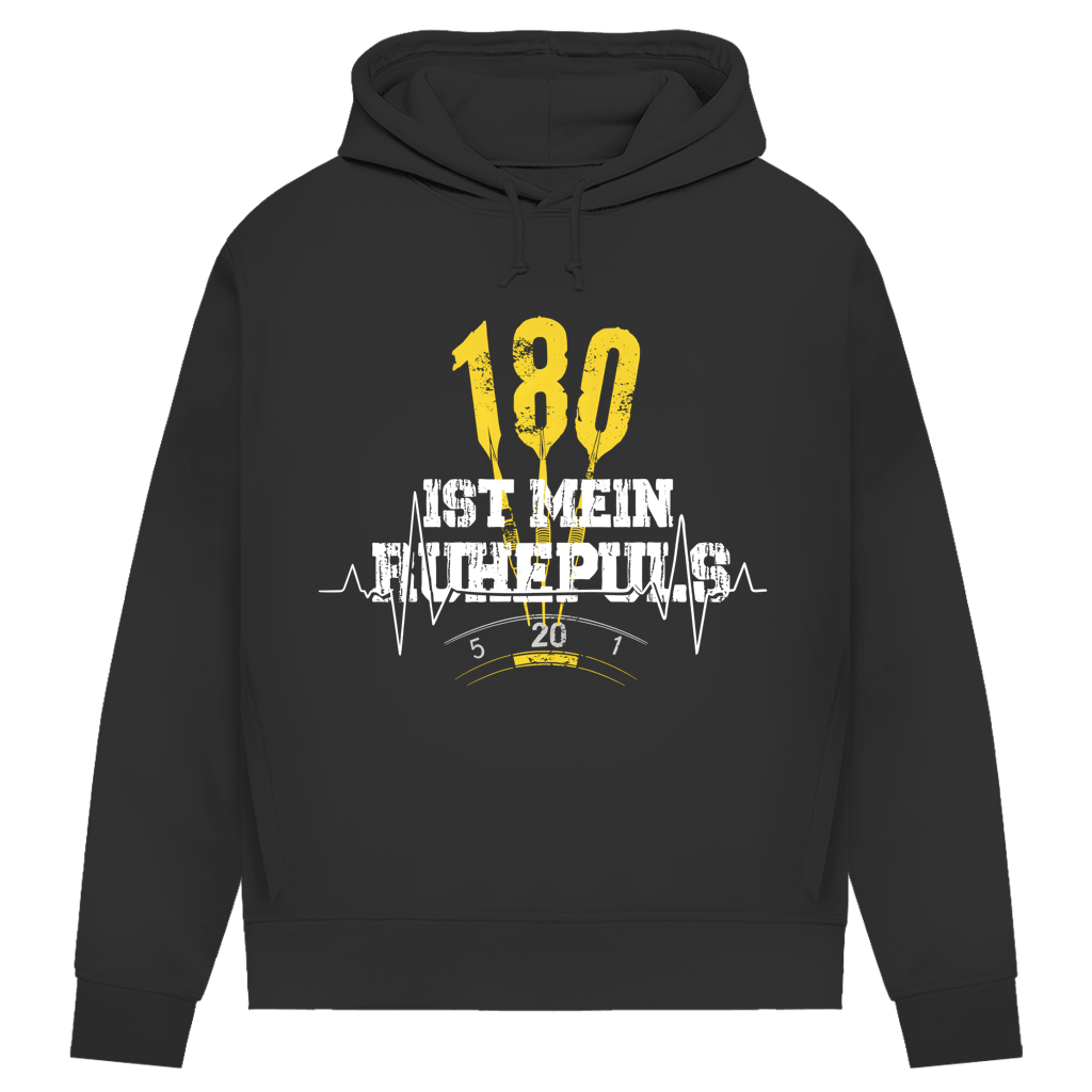 180 ist mein Ruhepuls Damen Premium Bio Hoodie mit Dartmotiv und Herzschlag-Linie