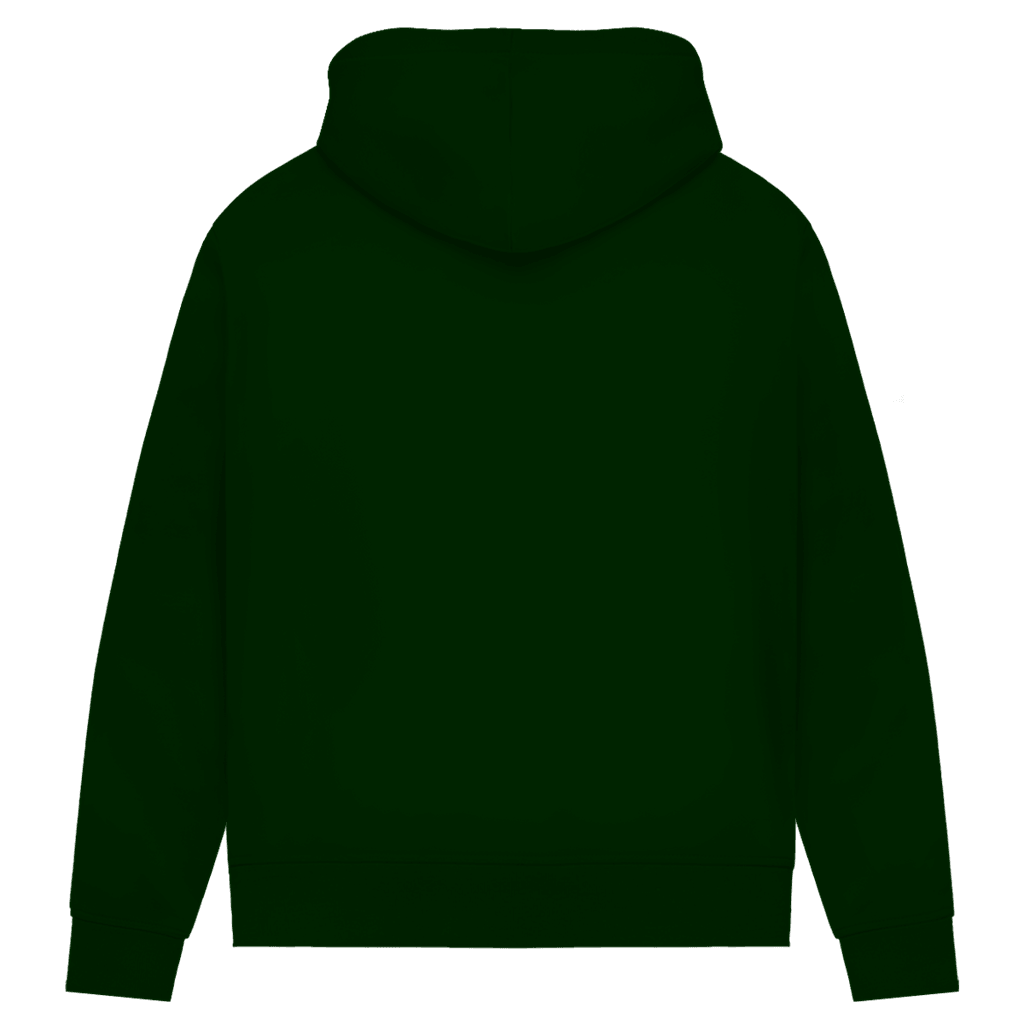 Rückansicht des 180 ist mein Ruhepuls Damen Premium Bio Hoodie in dunkelgrün